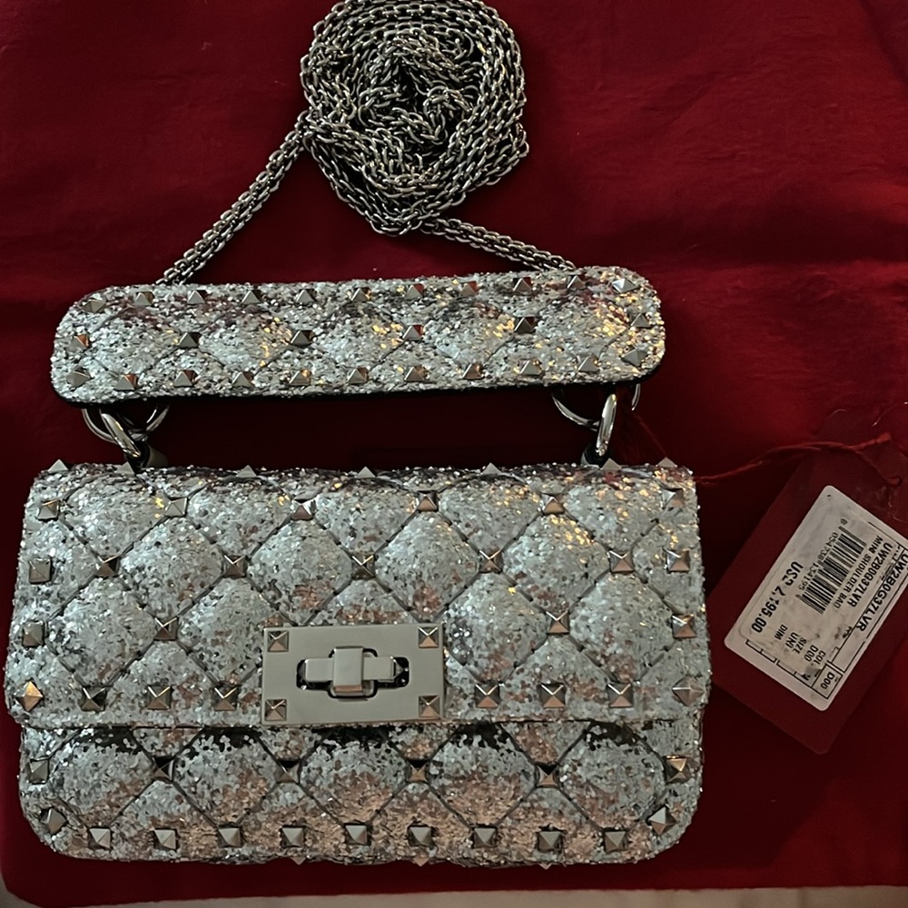 Valentino Mini Rockstud Spike Glitter Bag